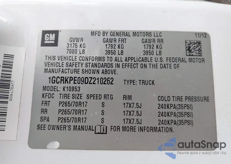 2013 Chevrolet Silverado 1500 Work Truck from USA, damaged, VIN 1GCRKPE09DZ210262